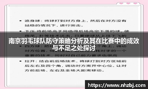 南京羽毛球队防守策略分析及其在比赛中的成效与不足之处探讨